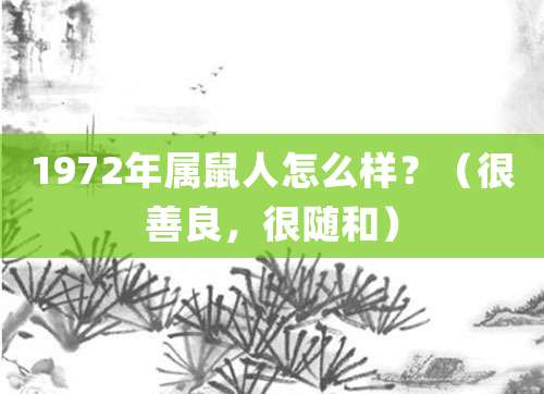 1972年属鼠人怎么样?(很善良,很随和)