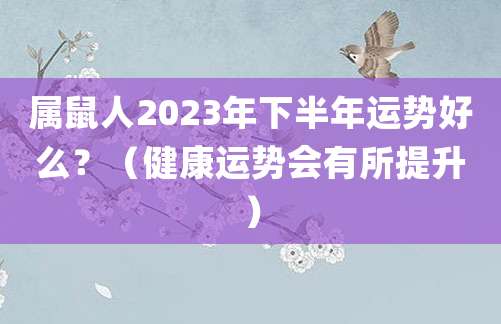 属鼠人2023年下半年运势好么?(健康运势会有所提升)