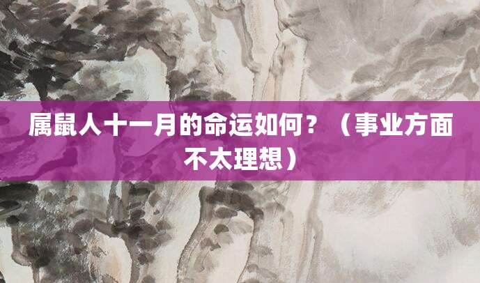 属鼠人十一月的命运如何?(事业方面不太理想)
