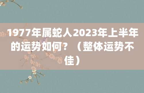 1977年属蛇人2023年上半年的运势如何？（整体运势不佳）