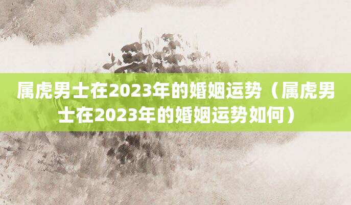 属虎男士在2023年的婚姻运势(属虎男士在2023年的婚姻运势如何)
