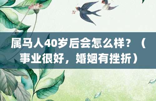 属马人40岁后会怎么样?(事业很好,婚姻有挫折)