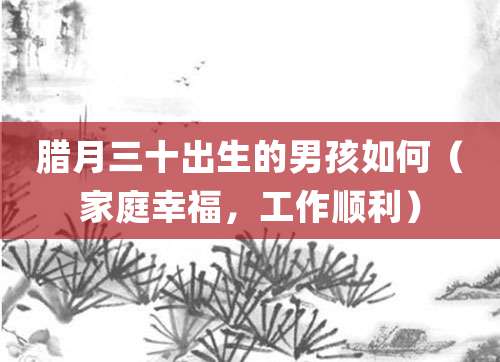 腊月三十出生的男孩如何(家庭幸福,工作顺利)