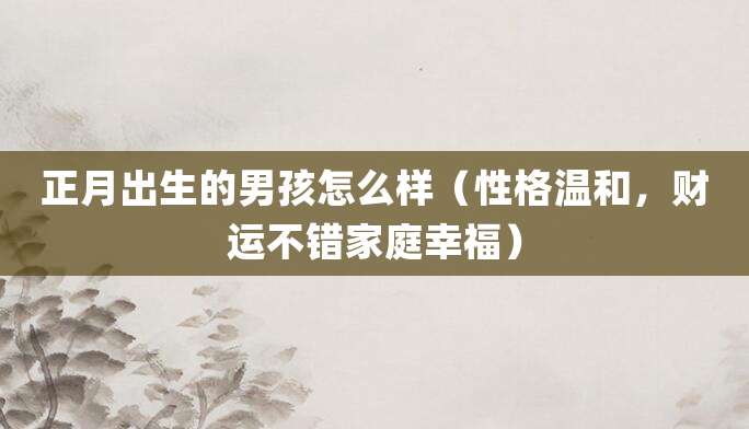 正月出生的男孩怎么样(性格温和,财运不错家庭幸福)